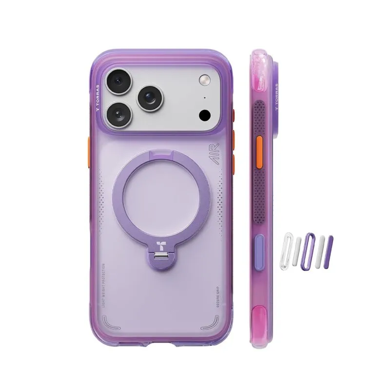 Funda para telemóvel Torras Ostand Q3 Air Aurora Purple com suporte para iPhone 17 Pro