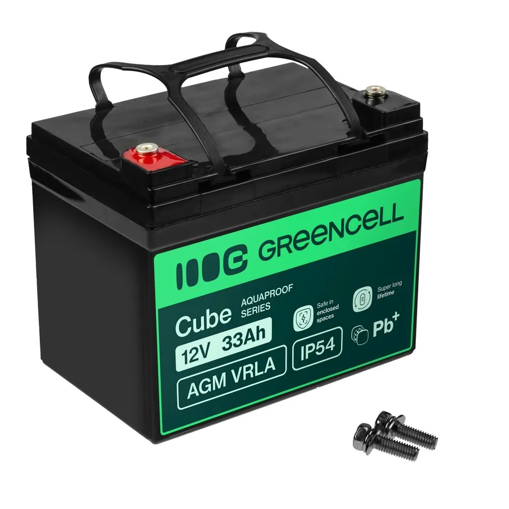 Green Cell Cube AGM VRLA IP54 12V 33Ah bateria sem AGM12V33AH-J