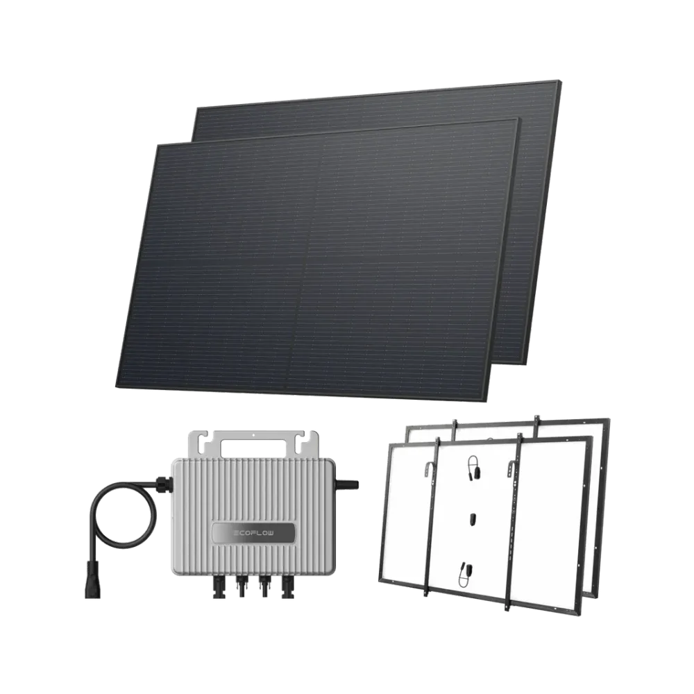 Kit EcoFlow STREAM de Varanda - Varanda com gradeamento / (900Wp) 2 × 450W painel solar rígido + microinversor STREAM / Conjunto de ganchos: Varanda com gradeamento