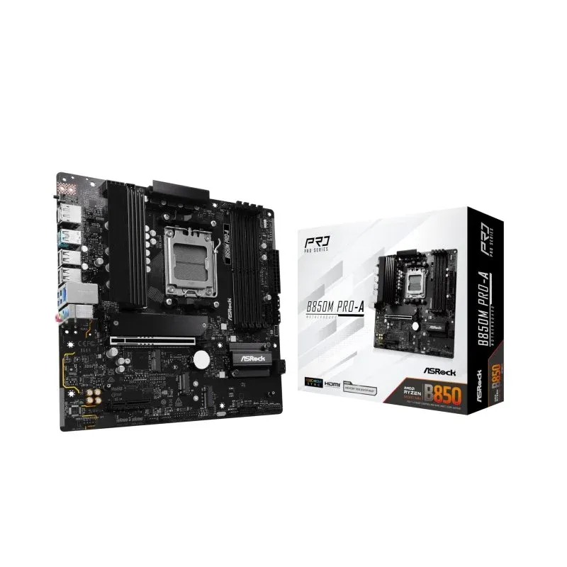 ASRock B850M Pro-A Motherboard Micro-ATX B850 AM5 PCIe 5.0 DDR5 USB 3.2 RAID