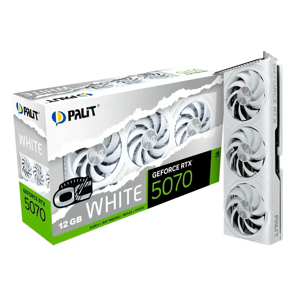 Placa Gráfica Palit NVIDIA GeForce RTX 5070 Blackwell White OC 12GB GDDR7 DLSS4