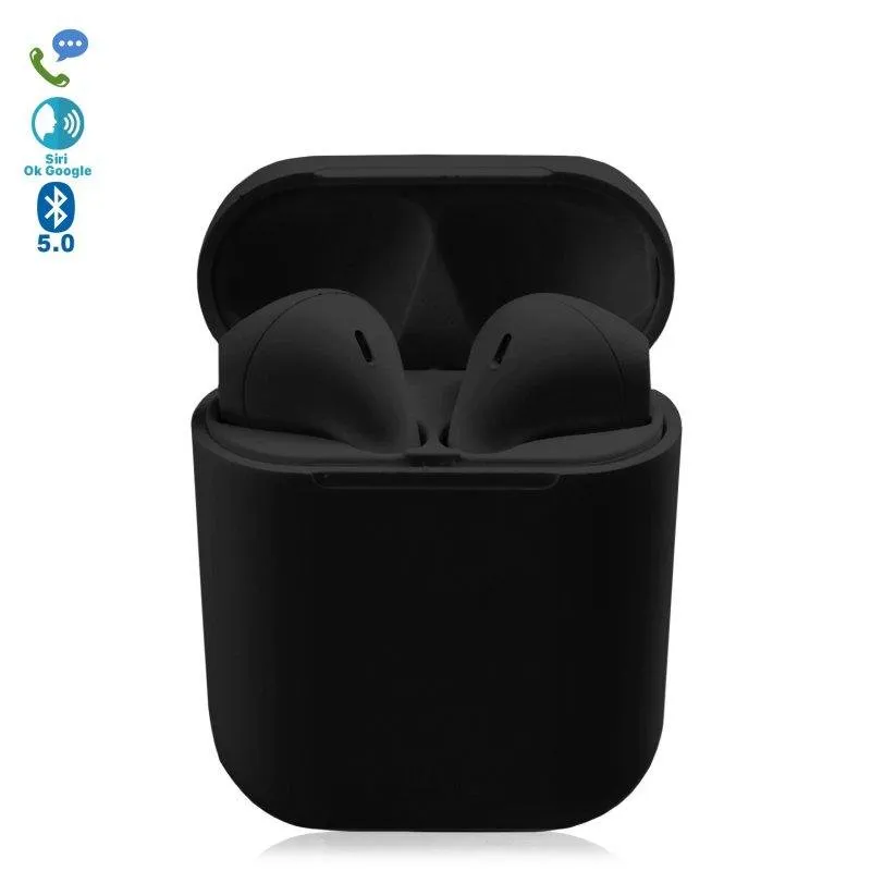 Auriculares Dam Electronics D120 verdadeiramente sem fios Bluetooth 5.0, controlo tátil, base de carregamento, sincronização automática, brancos