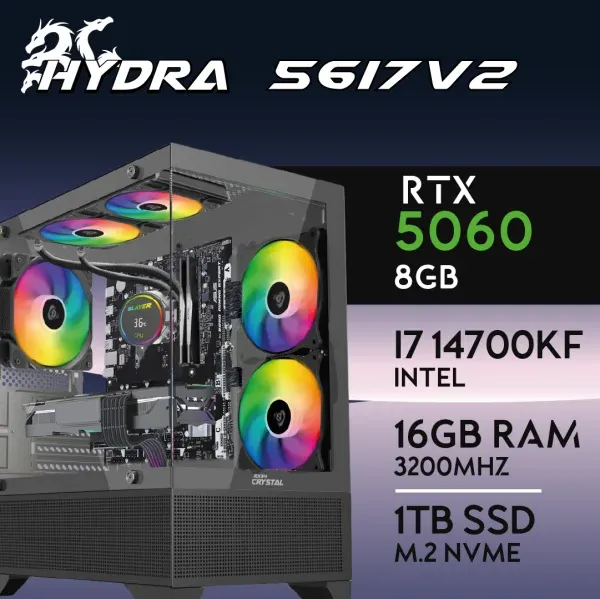 PC Gaming HYDRA-56I7V2 - I7 14700KF | RTX5060 8GB | 16GB | M.2 1TB