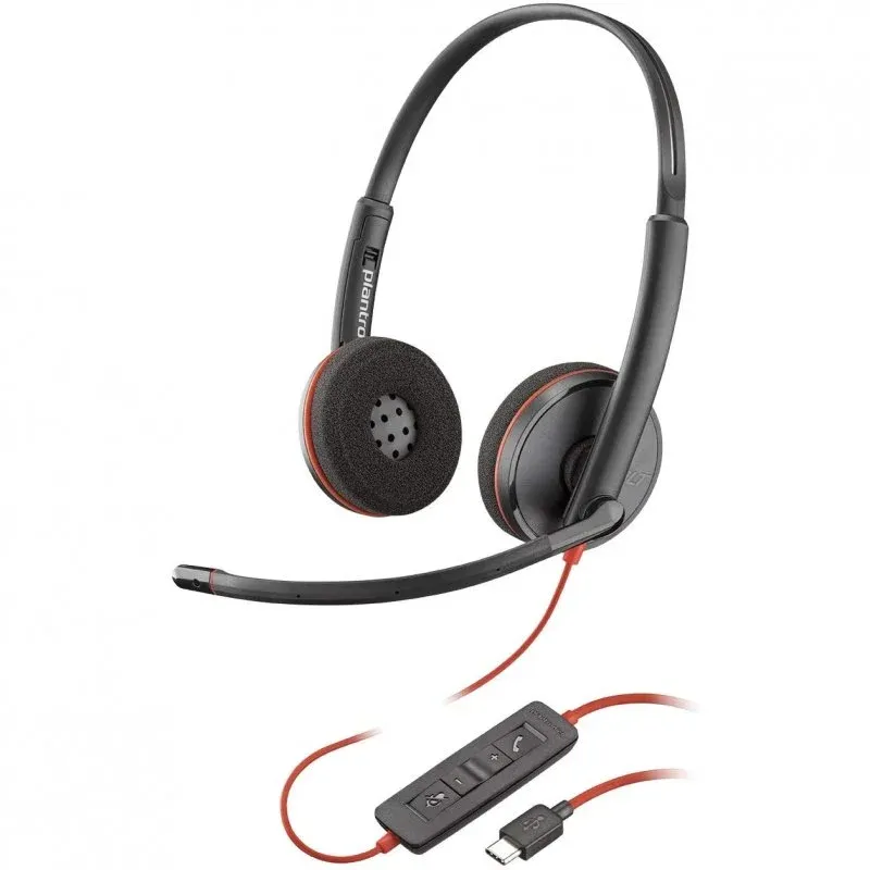 Plantronics Blackwire C3220 Headset USB-C Pretos