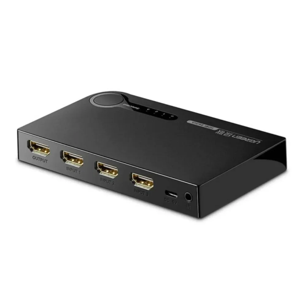 Switch/Splitter Ugreen HDMI 3-em-1 4K c/Comando Preto