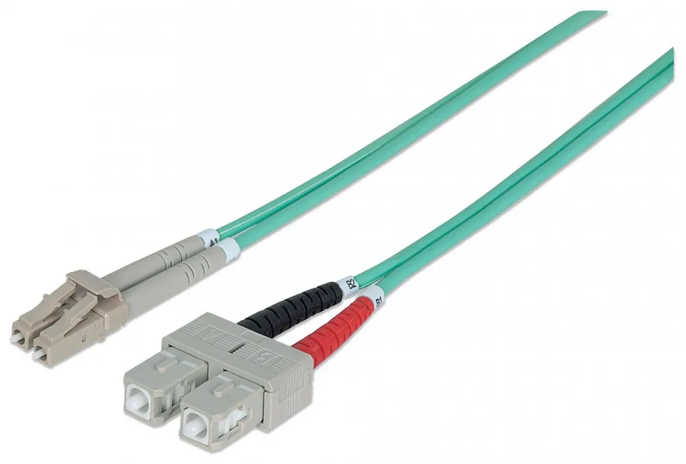 Intellinet Fiber Optic Patch Cable, OM3, LC/SC, 2m, Aqua 750158