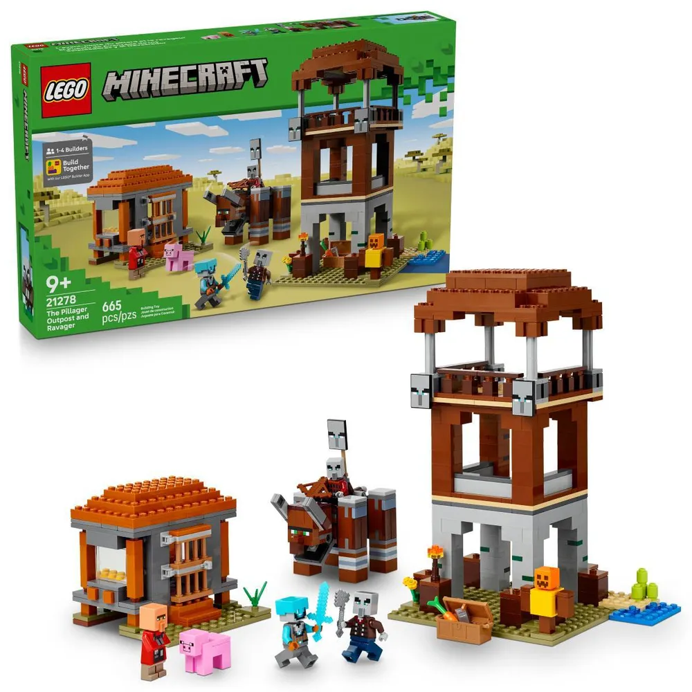 LEGO Minecraft: O Posto Avançado do Saqueador e Devastador | Idades 9+ | 665 Peças | Item 21278