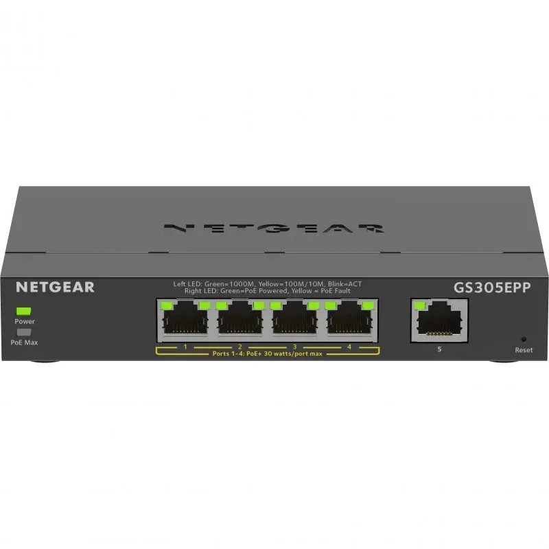 NETGEAR GS305EPP-100PES Switch 5 Portas Gigabit 4xPoE+