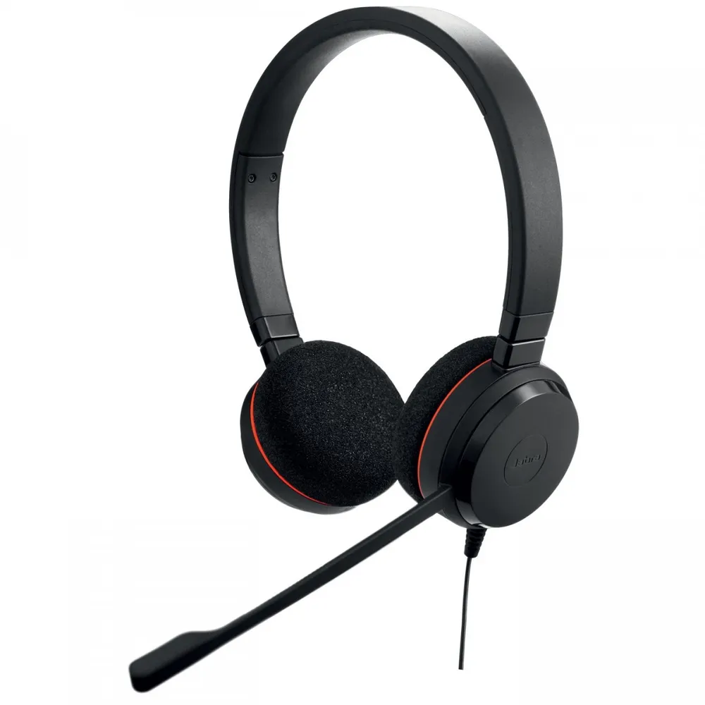 Auriculares Jabra Evolve 20 Duo com fio USB para escritório/call center com Cancelamento de Ruído e microfone, pretos