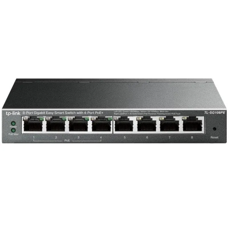 TP-Link TL-SG108PE Switch 8 Portas Gigabit 4 PoE+ Gestável L2