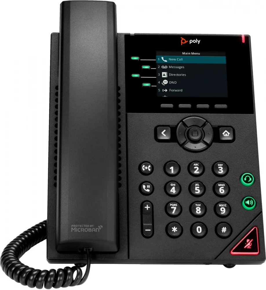 HP Poly VVX 250 4-Line IP Phone and PoE-enabled telefone IP 89B62AA