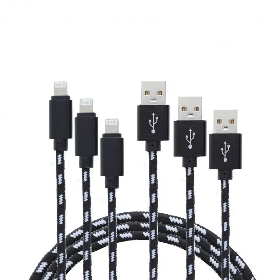 Cabo USB Yourban USB - Lightning Black Pack 3 uni