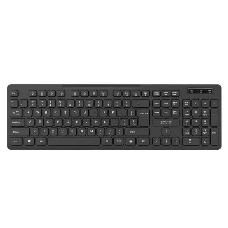 Teclado de membrana Savio KB-02 Layout US sem fio preto
