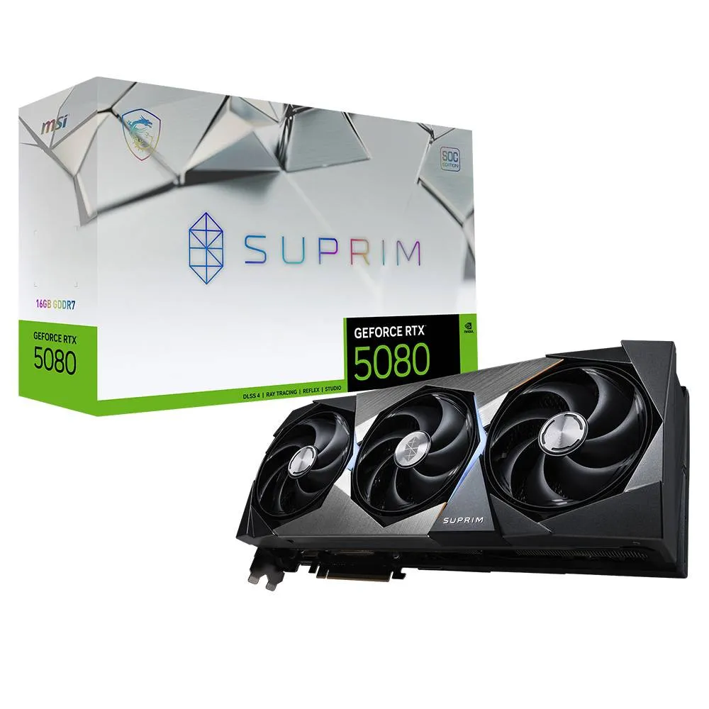 Placa Gráfica MSI NVIDIA GeForce RTX 5080 Blackwell Suprim SOC 16G GDDR7 DLSS4