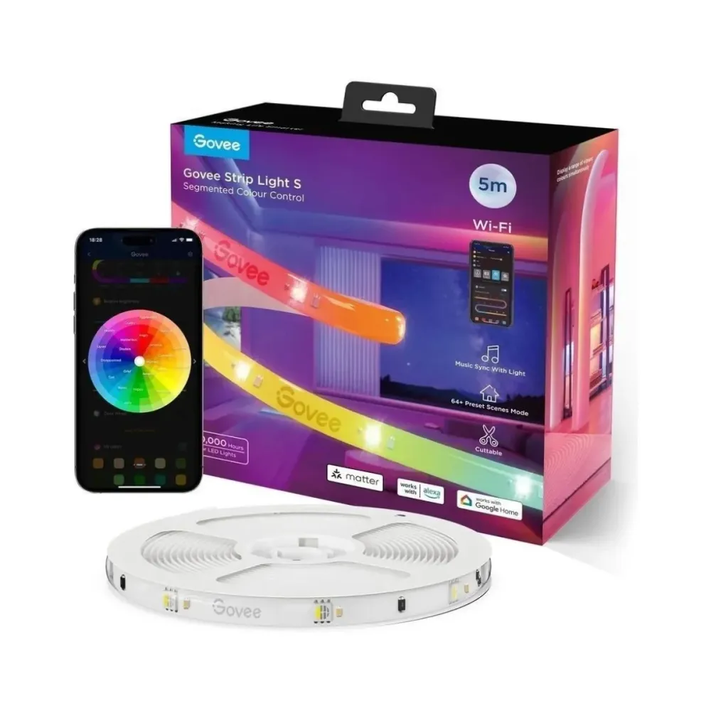 Fita de Luzes LED Govee H612ACD1 Wi-Fi + Bluetooth RGBBIC 5m