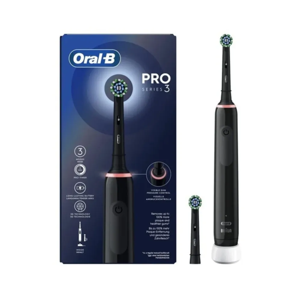 Escova de Dentes Elétrica Oral-B Pro 3 3000 Cross Action Preta