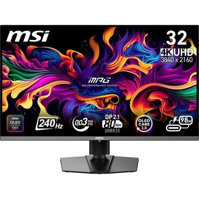 Monitor MSI MPG 322URX QD-OLED 31,5" UltraHD 4K 240Hz QD-OLED G-SYNC HDR Ajustável