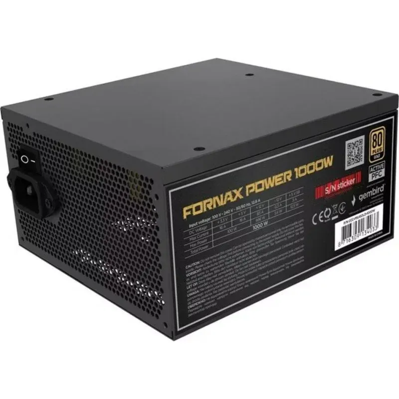 Fonte Alimentação Fonte de Alimentação Gembird CCC-PSUGOLD-1000W 1000W Certificação 80 Plus Gold modular