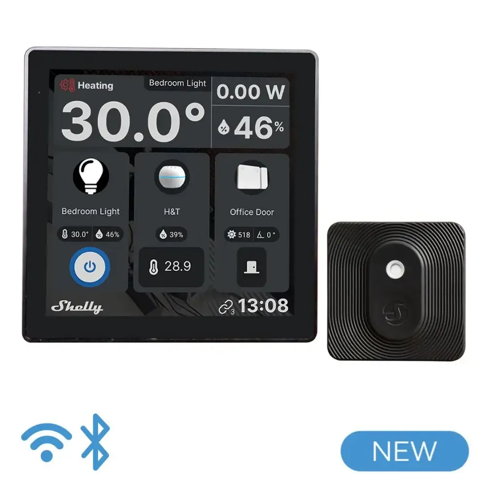 Painel Tátil Shelly Wall Display + Sensor BLU H&T 4" WiFi/Bluetooth