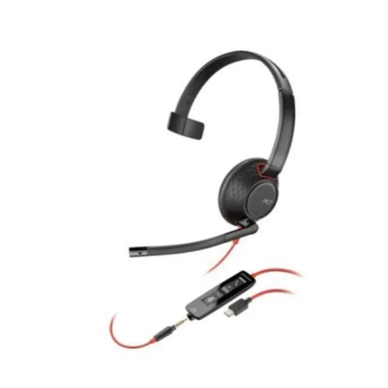 Poly Blackwire 5210 Headset Mono USB-C com Cancelamento de Ruido e Microfone Boom Preto