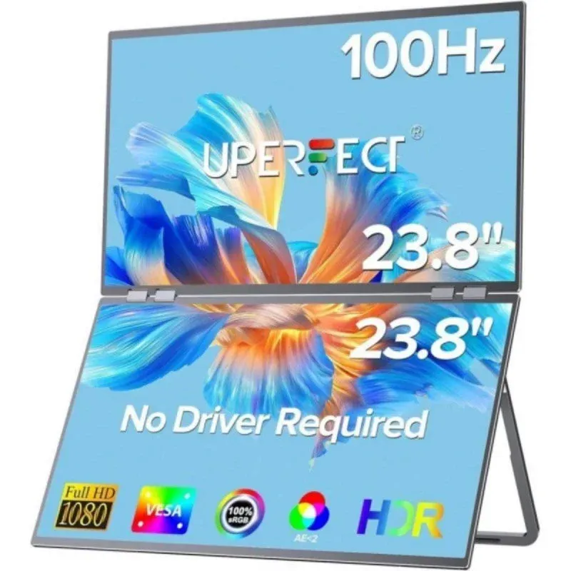 Monitor Uperfect Dual UP23860S 23.8" IPS FullHD 100Hz com Ecrã Duplo e Rotação 360°
