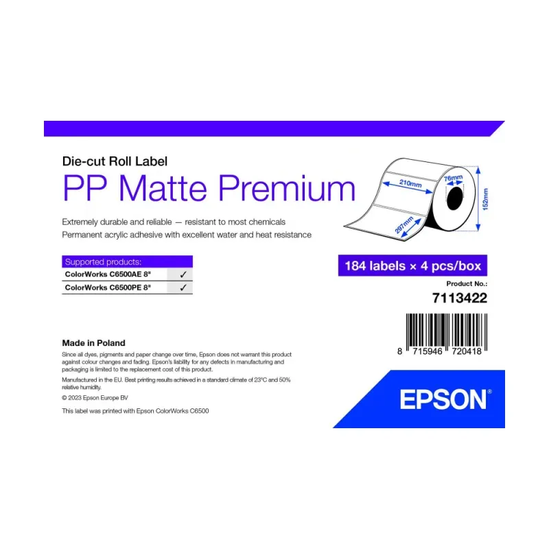 PP MATTE LABEL PREM DIE-CUT SUPL