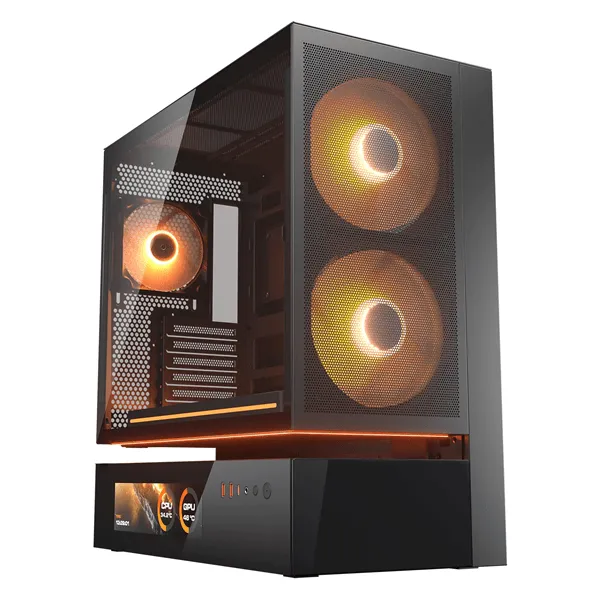 Caixa Cougar CGR-2DA4B-MV Vidro Temperado Midi Tower LCD RGB Gaming