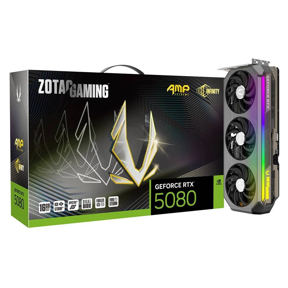 Placa Gráfica Zotac Gaming NVIDIA GeForce RTX 5080 Blackwell AMP Extreme Infinity 16GB GDDR7 DLSS4