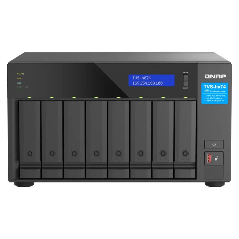 QNAP TVS-H874 - Servidor NAS - 8 baias - SATA 6Gb/s - RAID (expansão de disco rígido) JBOD, 0, 1, 5, 6, 10, 50, 60, TM, RAID TP - RAM 32 GB - 2.5 Gigabit Ethernet - iSCSI assistência
