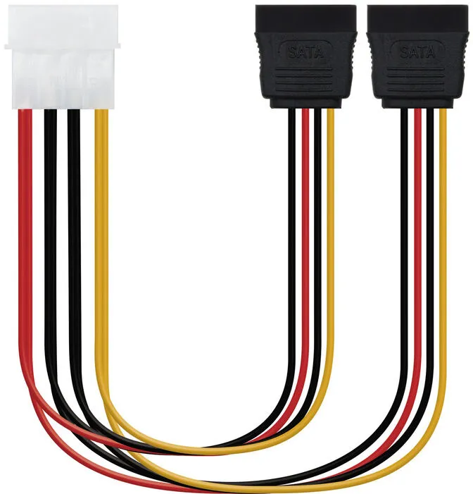Cabo de Alimentação SATA Nanocable 5.25" (Molex 4Pinos) M 2x SATA F 20 CM