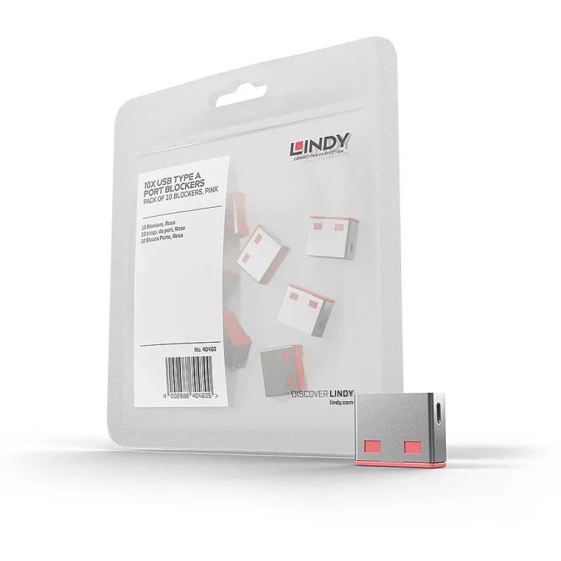 Bloqueador de porta USB Lindy - Pack 10 Rosa 40460