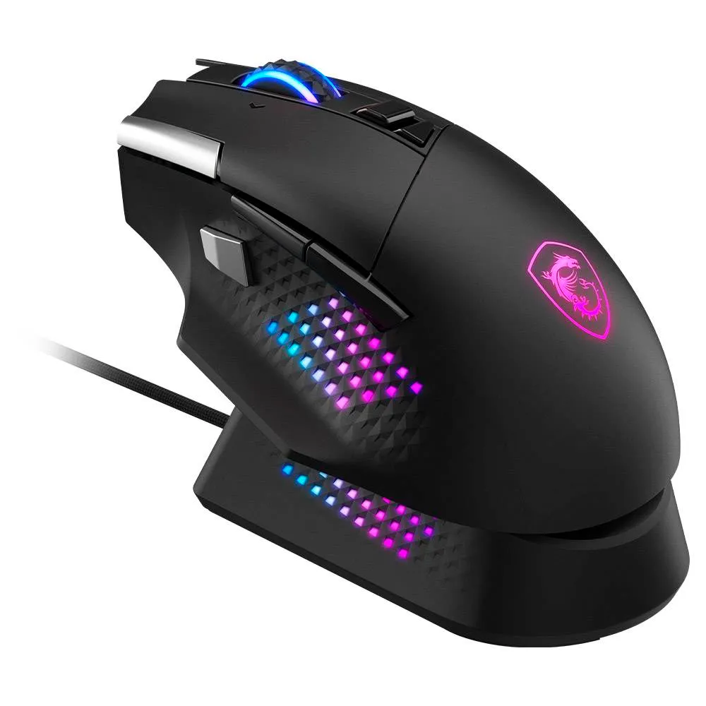 Rato Óptico MSI Versa Pro RGB + Mouse Dock Pro Wireless 26000DPI Preto