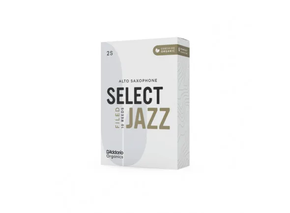 Daddario Organic Select Jazz Filed Alto Saxophone Reeds, Strength 2 Soft, 10-pack