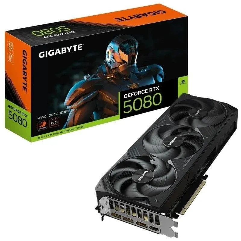Placa Gráfica Placa grafica Gigabyte GeForce RTX 5080 WINDFORCE OC SFF 16GB GDDR7 Reflex 2 RTX AI DLSS4
