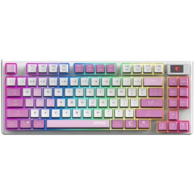 Teclado MSI Forge GK600 TKL mecânico linear retroiluminado violeta