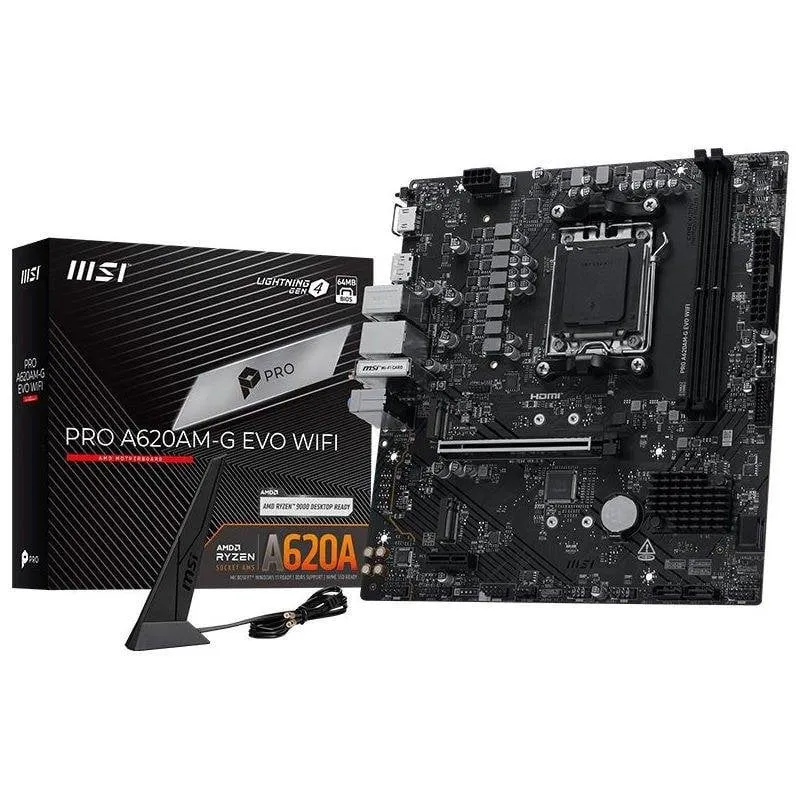 Motherboard MSI PRO A620AM-G EVO WIFI AMD A620 AM5 DDR5 micro ATX WiFi 6E 2.5G M.2