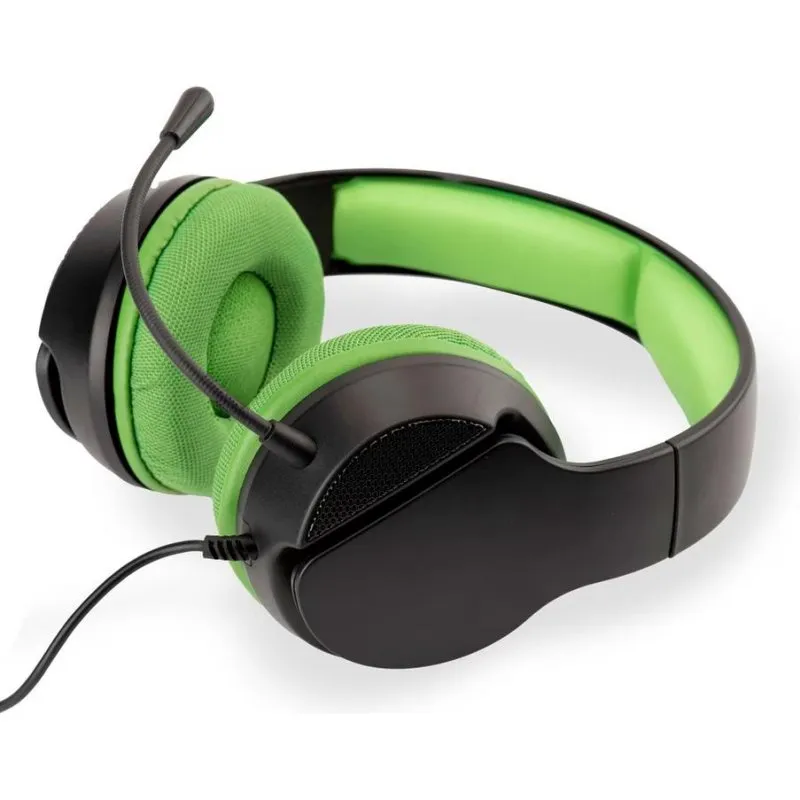 Auriculares Trade Invaders SPX-300 com cabo USB Gaming Xbox, microfone e controlo volume verde preto