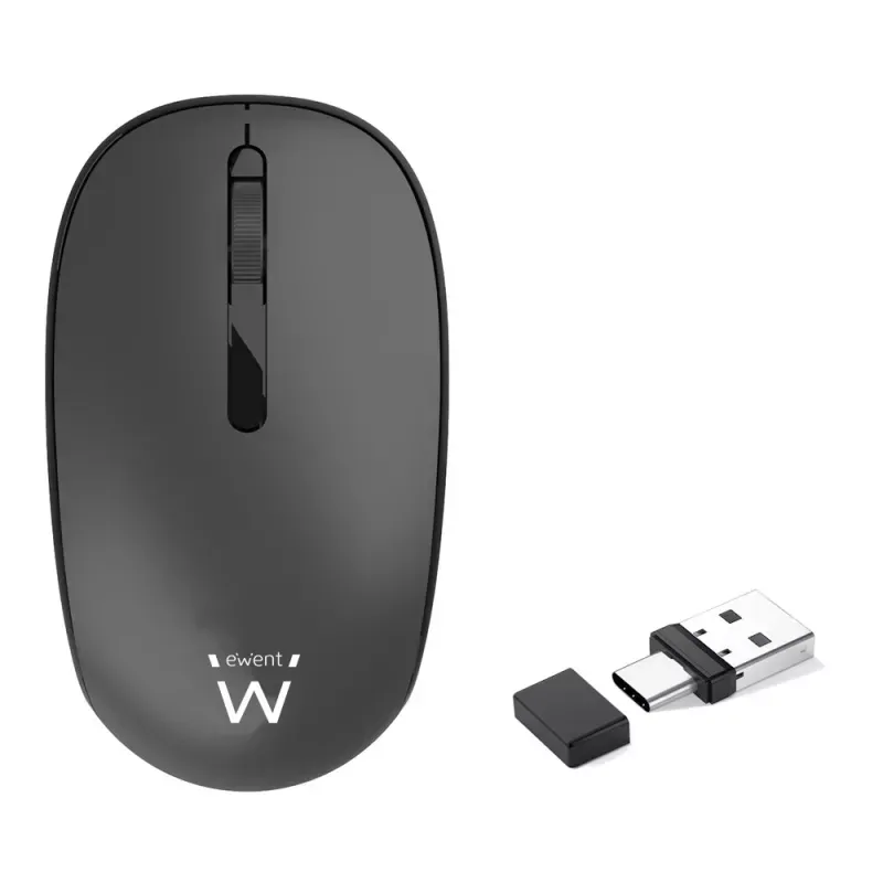 Rato Wireless Ewent Click Silencioso com Combo Receptor USB A+C e Precisão 1000