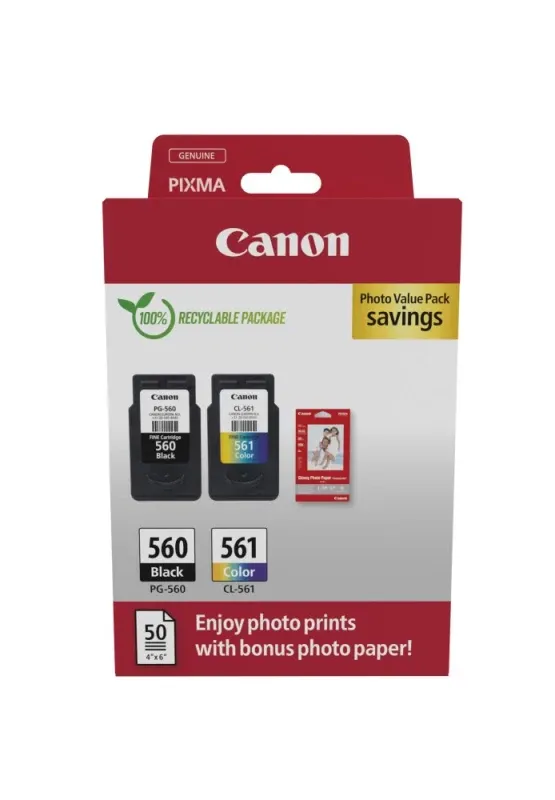 Pack económico de tinteiro Canon PG-560/CL-561 + papel fotográfico