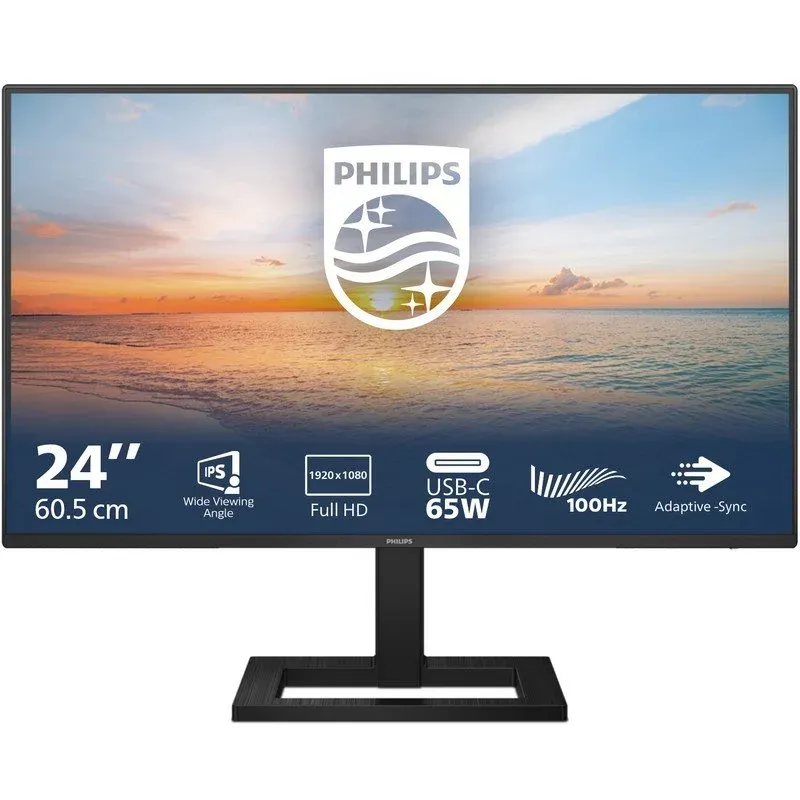 Philips 1000 Series 24E1N1300AE/00 Monitor 23.8" 1080p 100Hz IPS USB-C com Altura Ajustável e Altifalantes