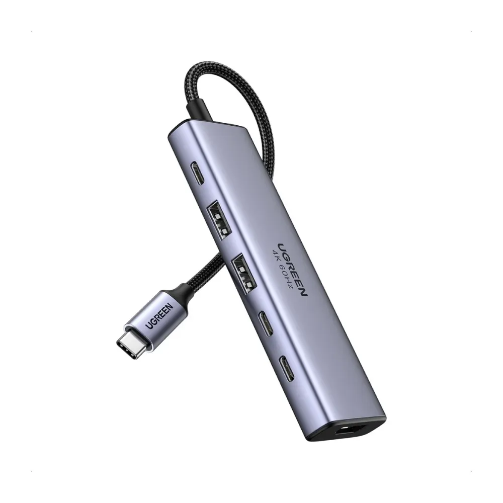 Hub Ugreen CM511 USB-C 6 em 1 2x USB-A 3.2, 2x USB-C 3.2, HDMI 4K 60Hz, PD 100W