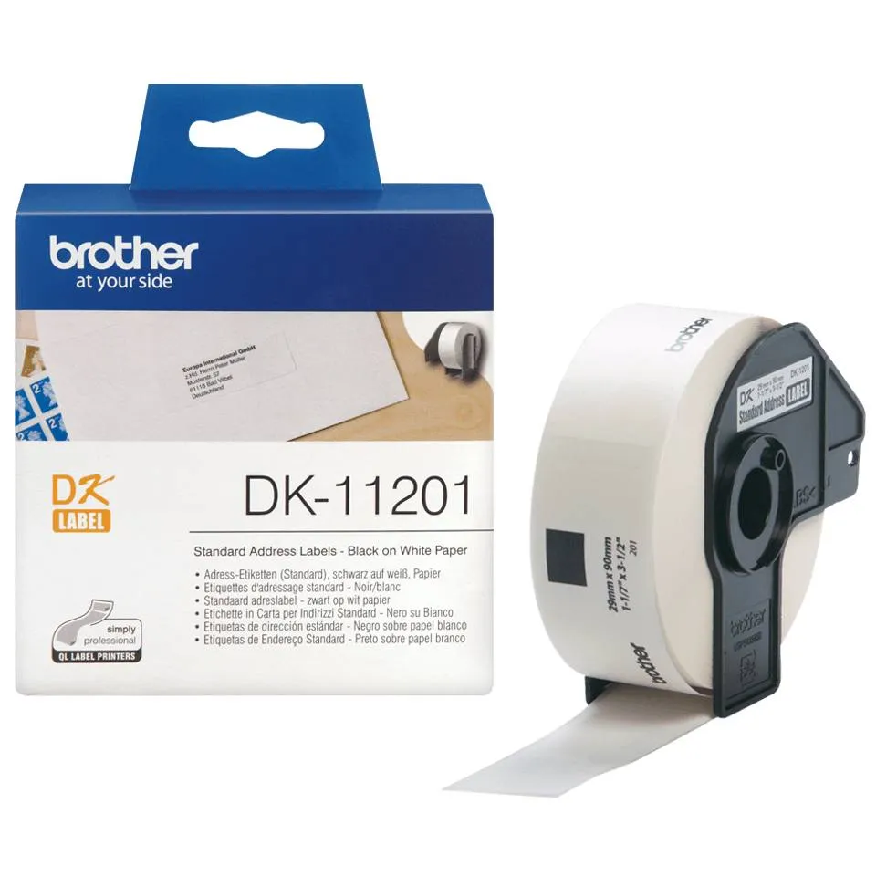 Etiquetas Pré-cortadas Brother DK11201 de Direção Standard (Papel térmico) 29x90mm 400 Unidades