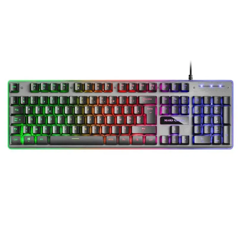 Teclado Mars Gaming MK220FR híbrido membrana com iluminação FRGB Rainbow e Halo
