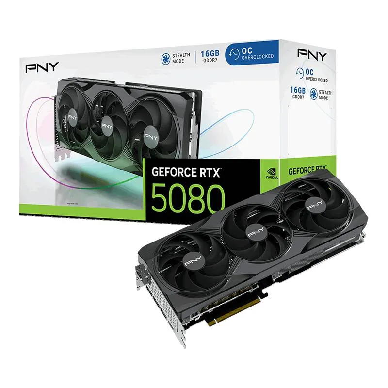 Placa Gráfica PNY NVIDIA GeForce RTX 5080 Blackwell OC Triple Fan 16GB GDDR7 DLSS4