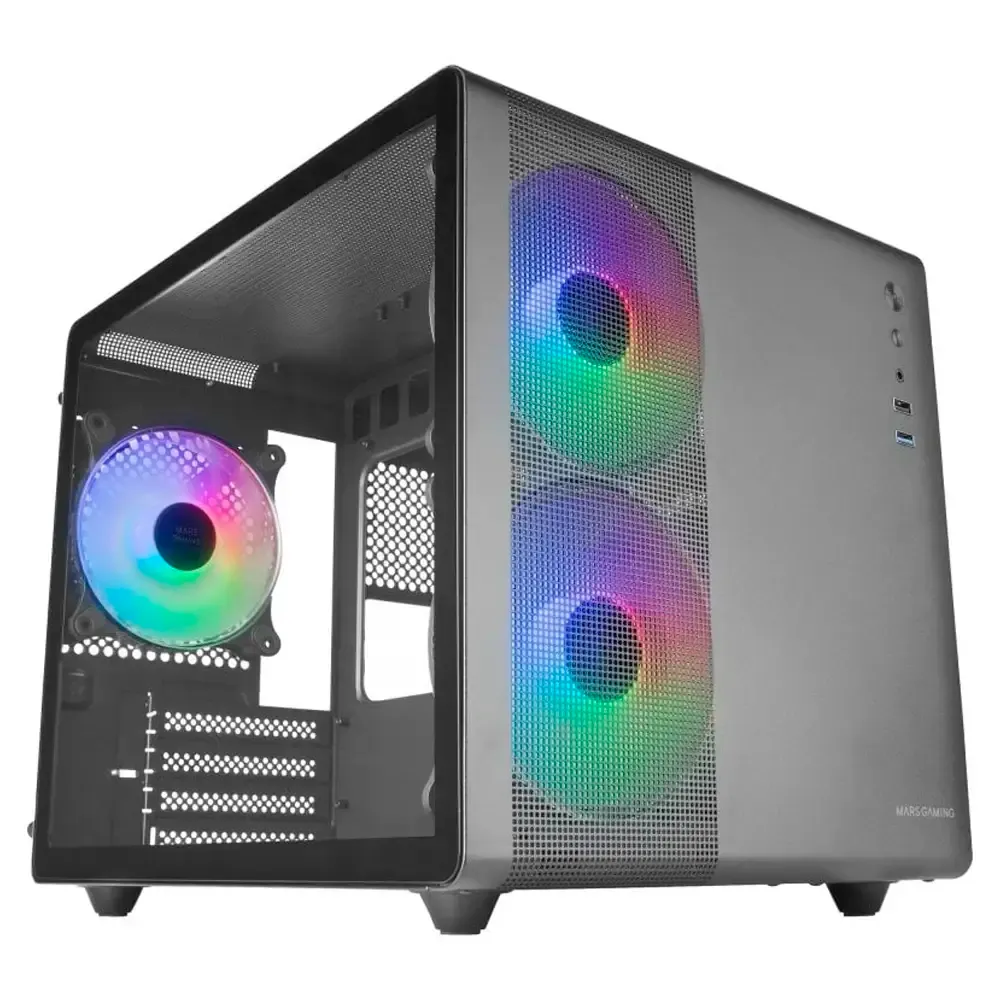 Caixa Micro-ATX Mars Gaming MC-400 FRGB Tempered Glass Preta