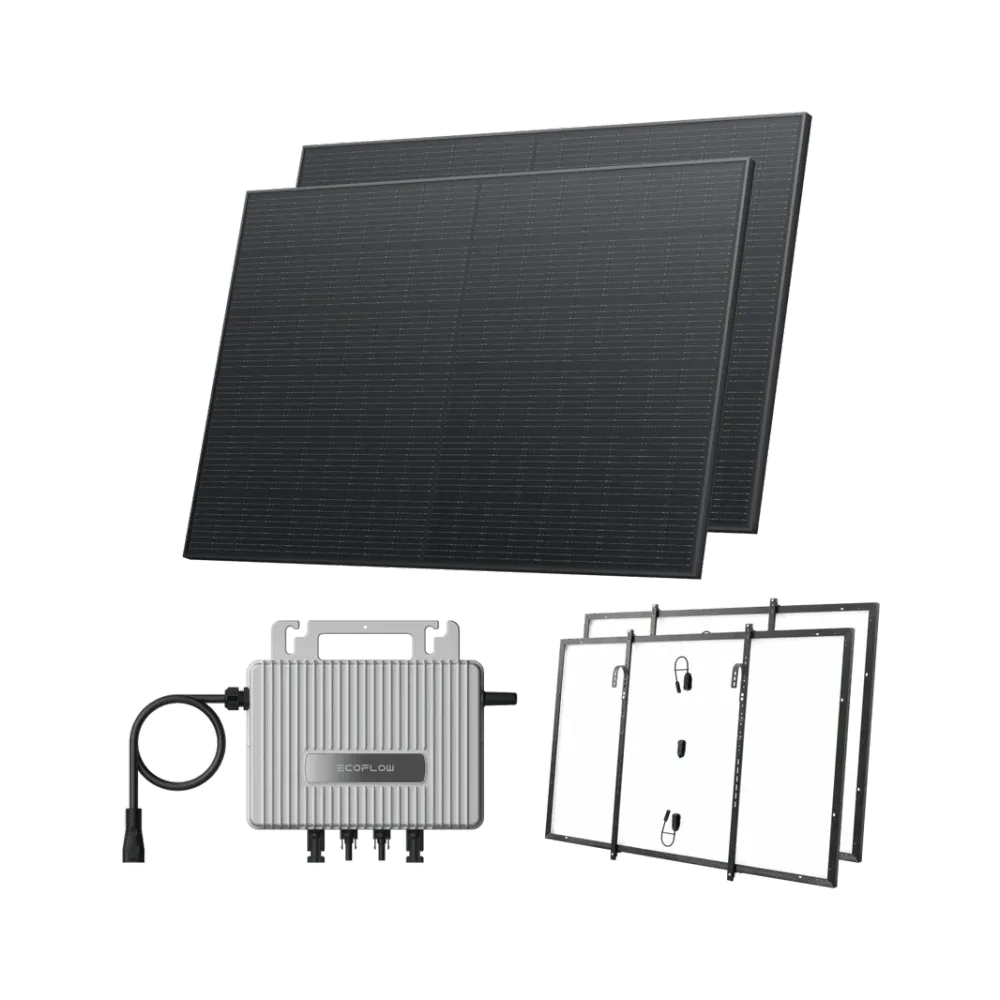 Kit EcoFlow STREAM de Varanda - Varanda com gradeamento / (800Wp) 2 × 400W Painel solar rígido + microinversor STREAM / Conjunto de ganchos: Varanda com gradeamento