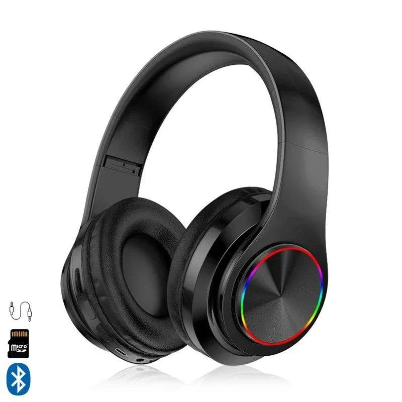Auriculares Dam Electronics B39UV Sem Fios Bluetooth 5.0 Conforto Leitor SD LED RGB Pretos
