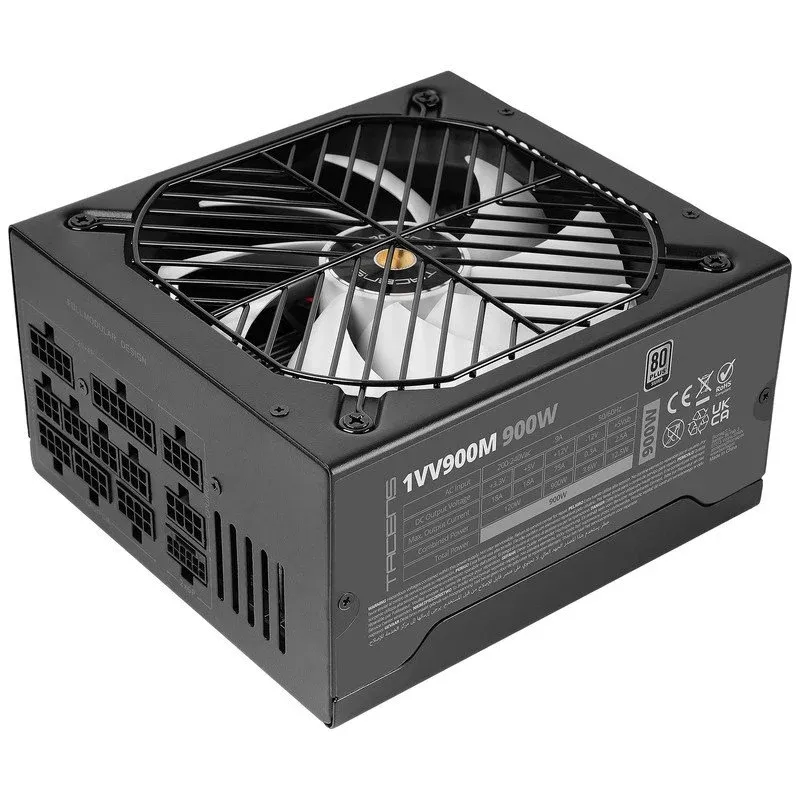 Fonte Alimentação Tacens Valeo V 900M Fonte de Alimentação ATX 3.1 900W com Ventoinha Ai2-rpm FDB 140mm Preta
