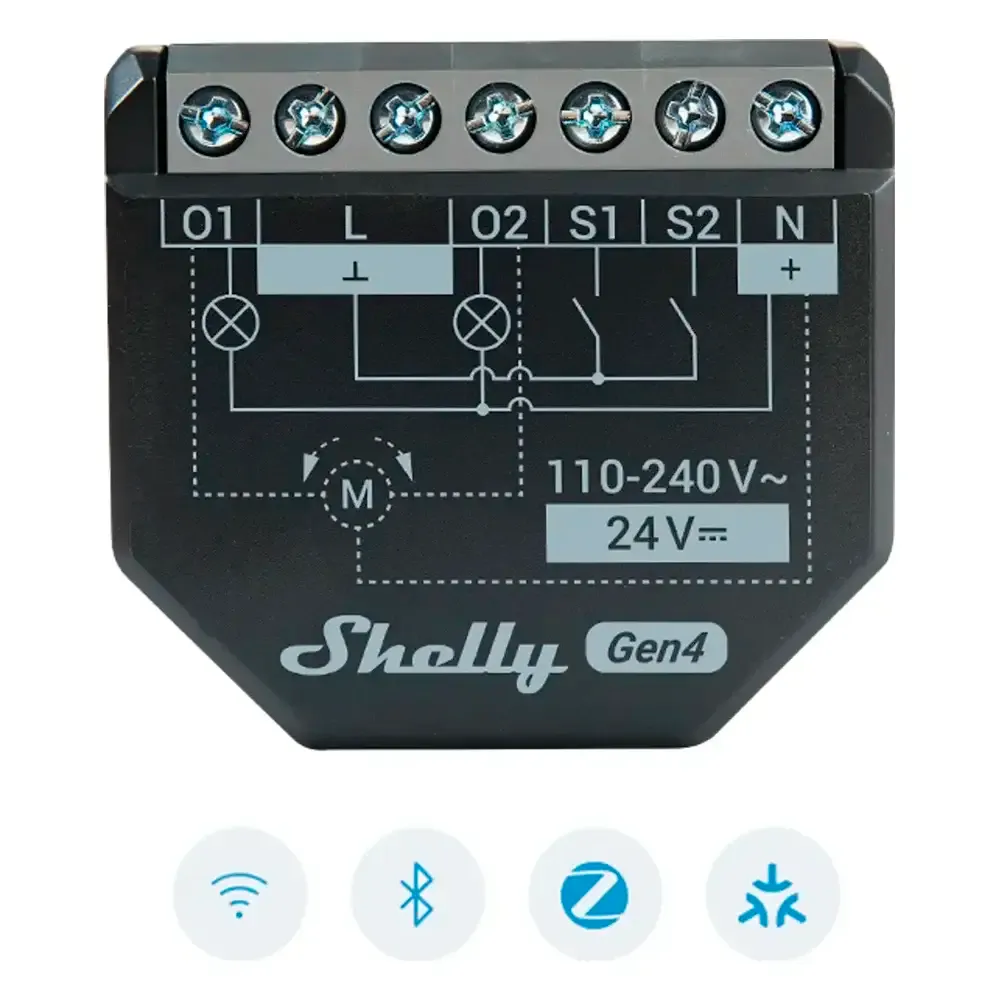 Módulo Automação Shelly 2PM Gen4 - Relé Inteligente de 2 Canais com Medição de Energia