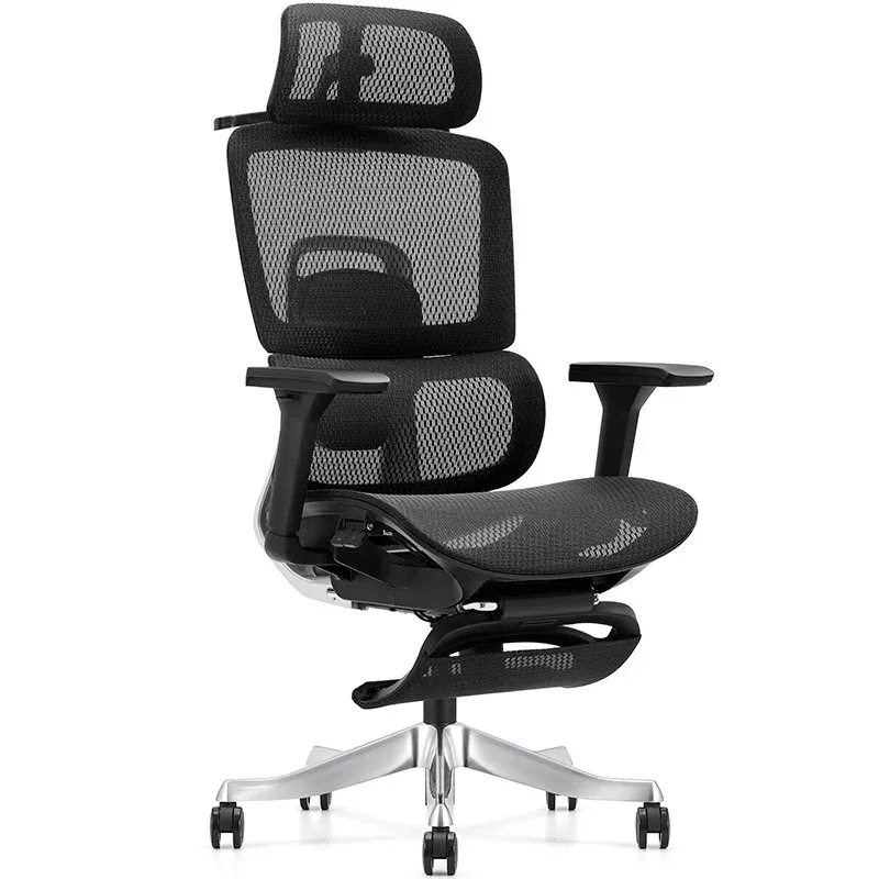 Cadeira de mesa ergonômica de malha Owlotech Luxa com apoio para os pés preta